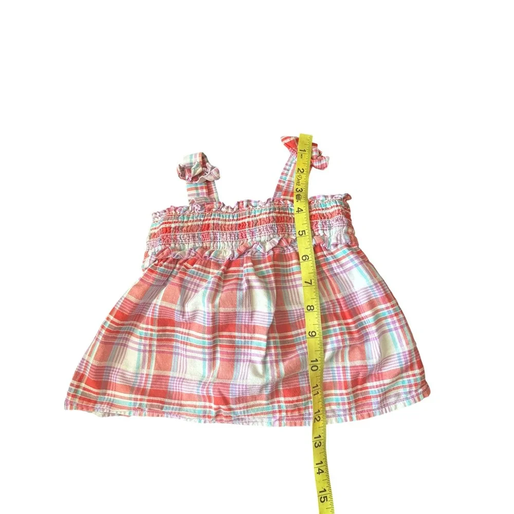 Cat & Jack Girls 18M Plaid Smocked Tank Top Pink Purple Sleeveless Cotton